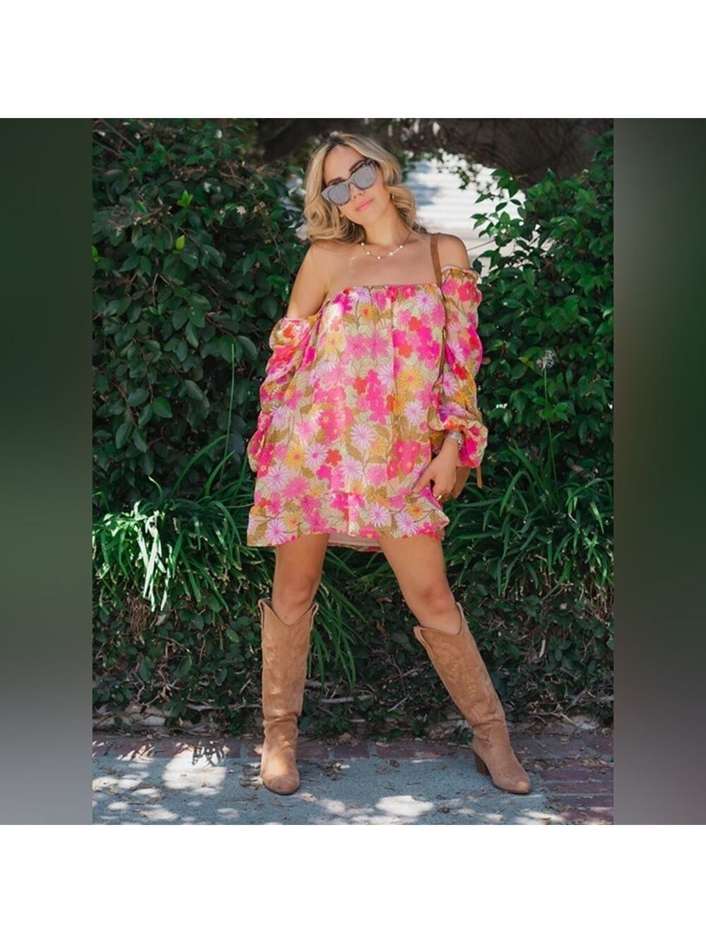 Show Me Your MuMu Briar Carnaby Floral Flower Power Retro Sheer Mini Dress S New - Picture 2 of 8